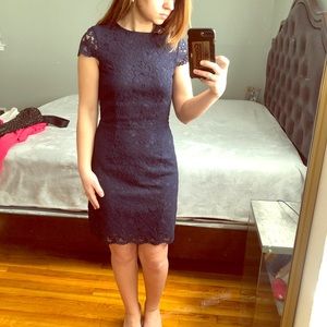 Navy blue lace short dress